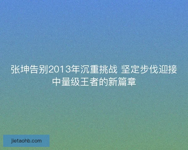 张坤告别2013年沉重挑战 坚定步伐迎接中量级王者的新篇章